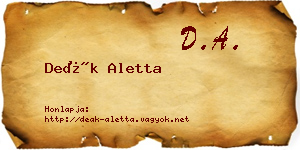 Deák Aletta névjegykártya